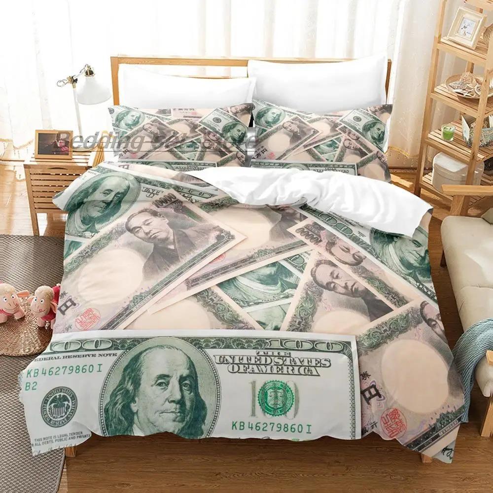 Коллекция постельного белья Dollar Односпальный Полуторный Двуспальный Queen King Размерная сетка кроватей Взрослая Детская Спальня Пододеяльники Коллекции 3D Печать Деньги Комплект постельного белья