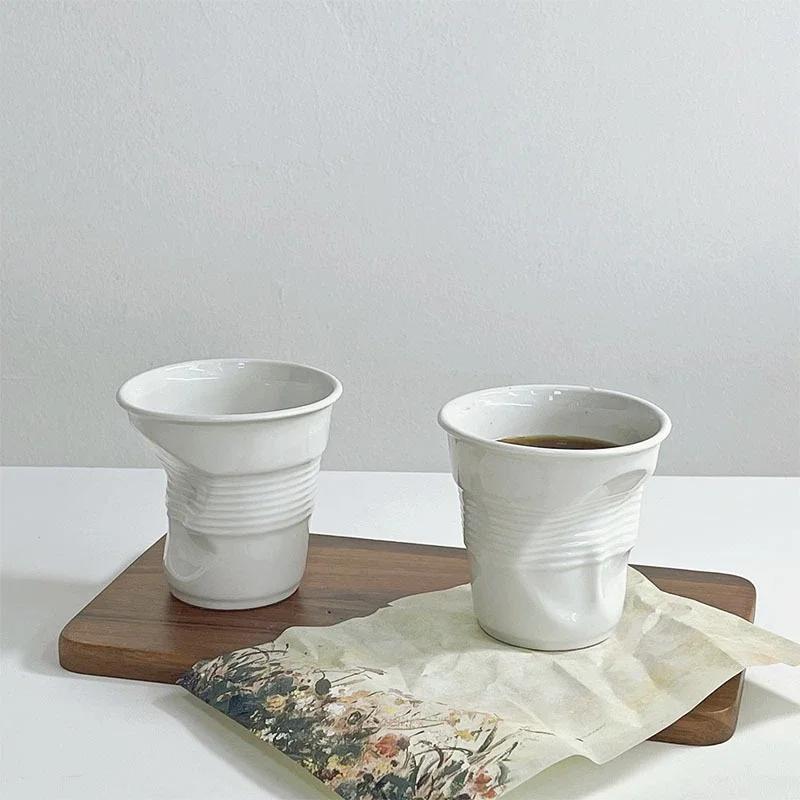 6,7 унций чашки и кружки в корейском стиле кофейная кружка белая керамическая скандинавская морщинистая чашка 200 мл стакан для питья кофе английская буква