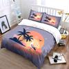 "Beach Sunset Palm Decor Set" Bedding Set with 1 Duvet Cover 2 Pillowcases Single Double King Queen, Gift