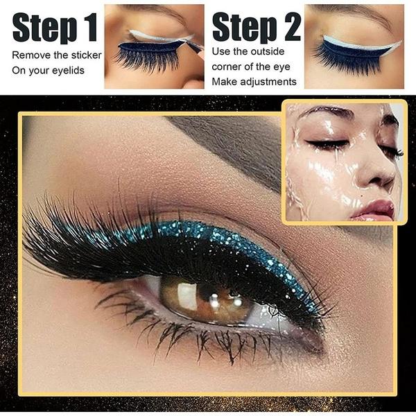 Eyelash Stickers Reusable Glitter Eyeliner False Eyelash Stickers Nightclub Stage Eye Makeup Stickers Lazy Eyeliner False Eyelashes Stickers