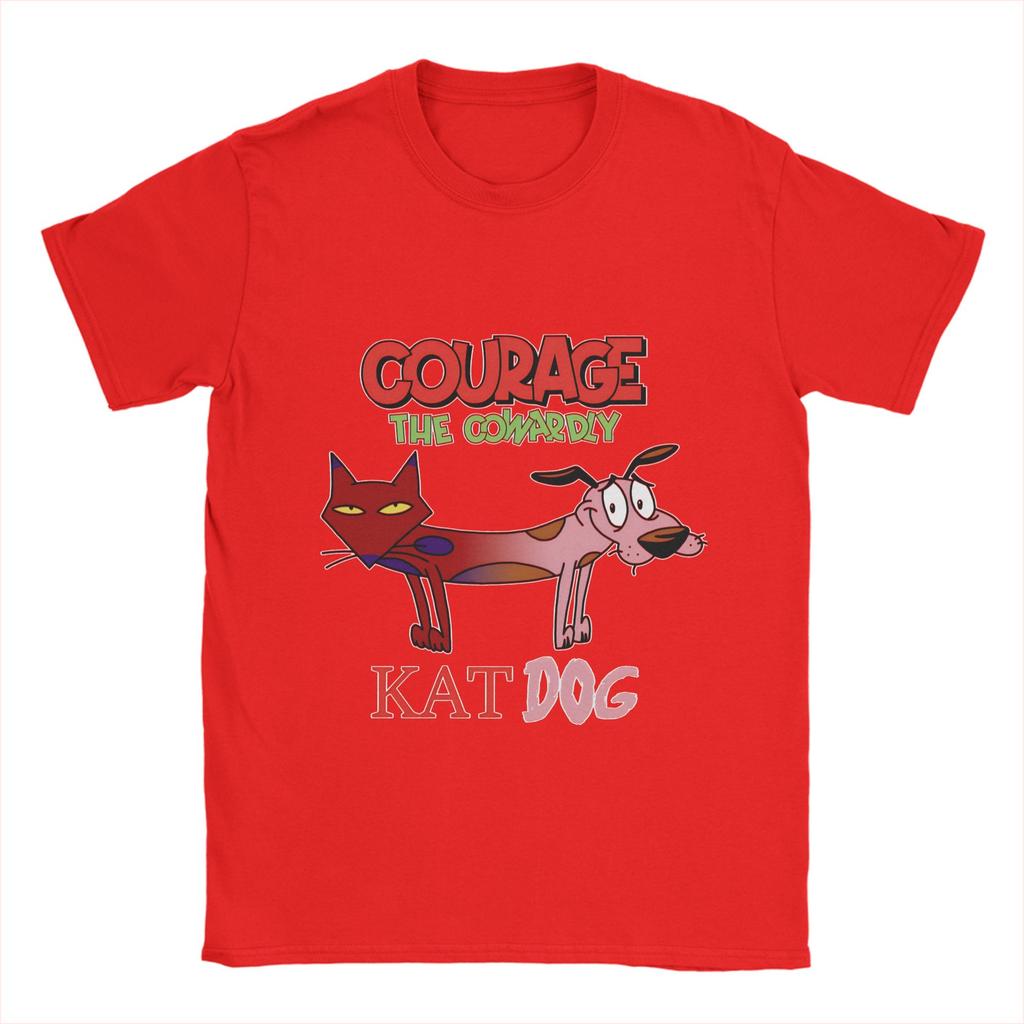 Футболки с собакой 'Courage Dog' для мужчин, из чистого хлопка, классные футболки, с круглым вырезом, короткий рукав, одежда с принтом