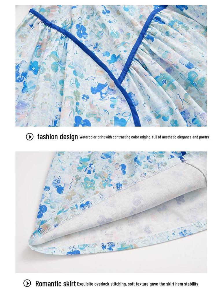 Летнее платье принцессы с цветочным принтом и сборками-смоками для мамы и дочки - Пляжный наряд в корейском стиле для девочек