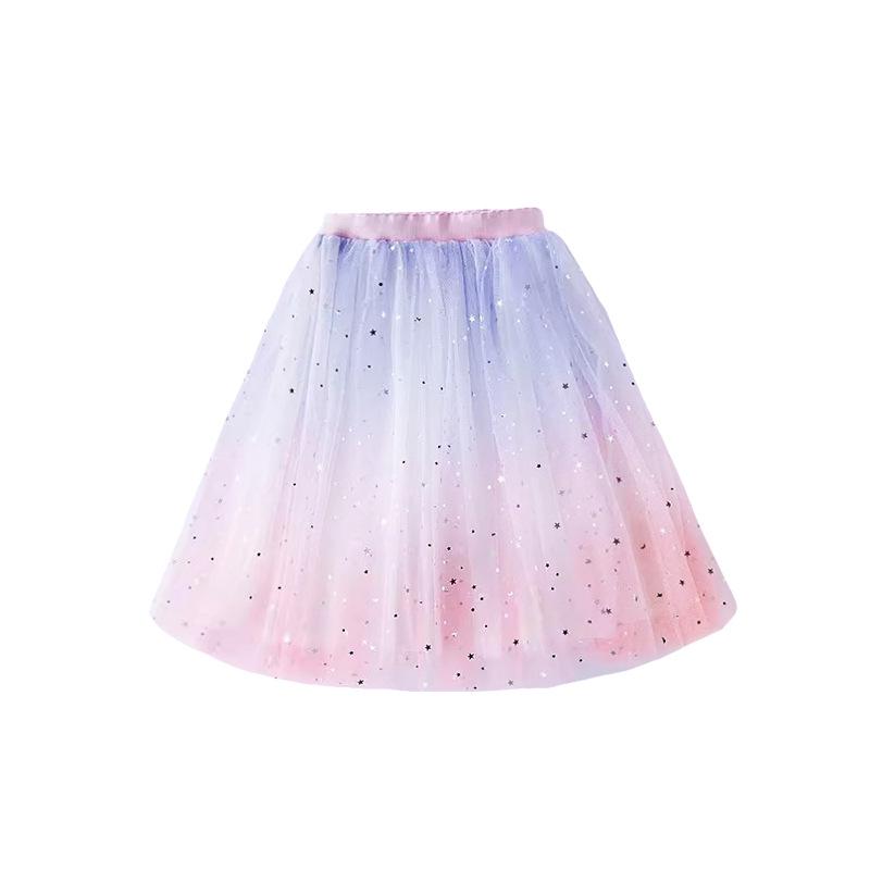 «Хлопковая юбка с градиентными пайетками для девочек — пышное летнее платье принцессы»