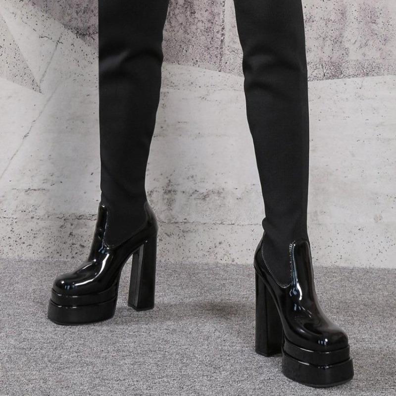 Fashion Elastic Long Boots, Over-the-knee High-heeled Slimming Leg Knitted Sock Shoes, Plus-size Ultra-high Heeled Fashion Women's Boots