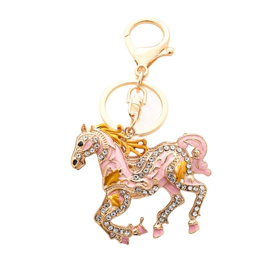 Подвеска для ключей Сверкающие стразы Дизайн лошади Металлическое кольцо для ключей Декоративный держатель для ключей Друзья