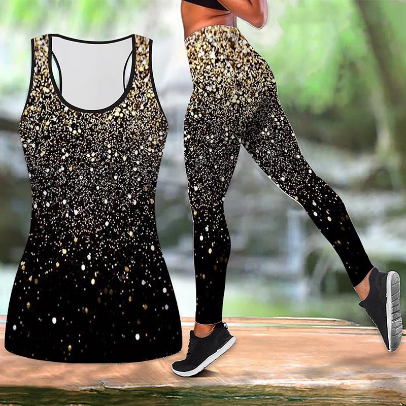 Fragmented Starlight Print Yoga Outfit for Women Fashion Workout Leggings Fitness Sports Casual Yoga Pants