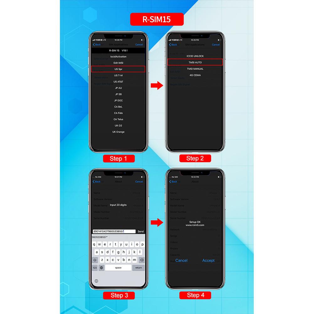 Universal SIM Unlock Card R-SIM15 Nano Card Widely Compatible for iPhone 11 XS/8/7/6 4G LTE iOS 12 13