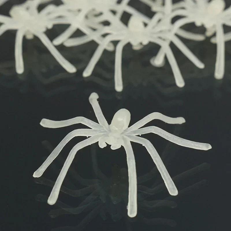 10Pcs Party DIY Decoration Halloween Luminous Rubber Fake Spider Plastic Figure Prank Funny Toy Home Party Decoration Gift