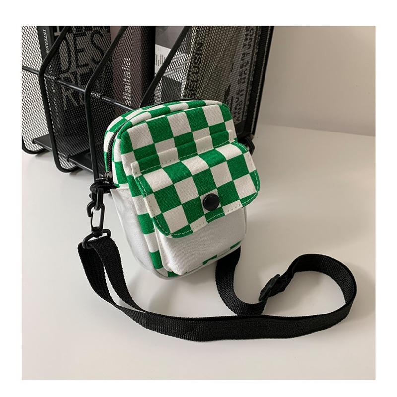 Клетчатая одноплечевая холщовая маленькая женская сумка Harajuku Girl Soft Sister Trend Crossbody Bag