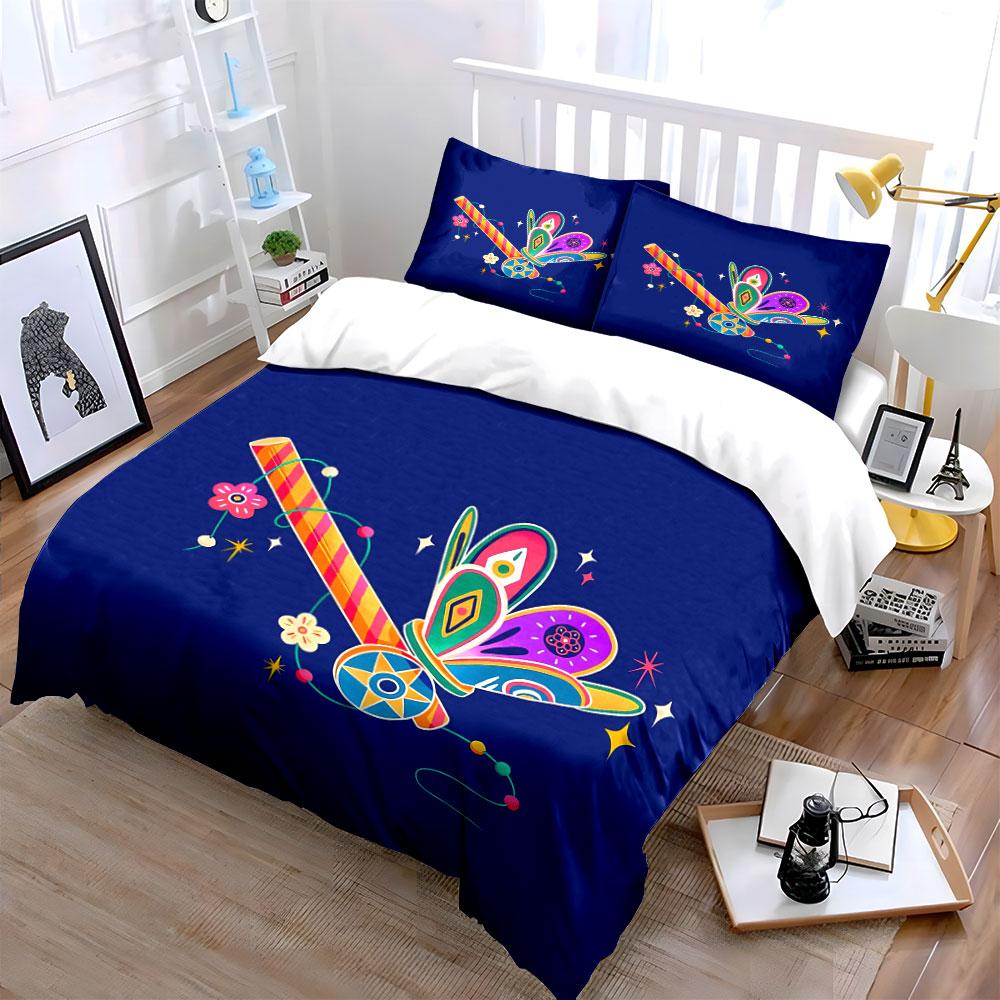 "Colorful Decorative Butterfly Set" Bedding Set with 1 Duvet Cover 2 Pillowcases Single Double King Queen, Gift