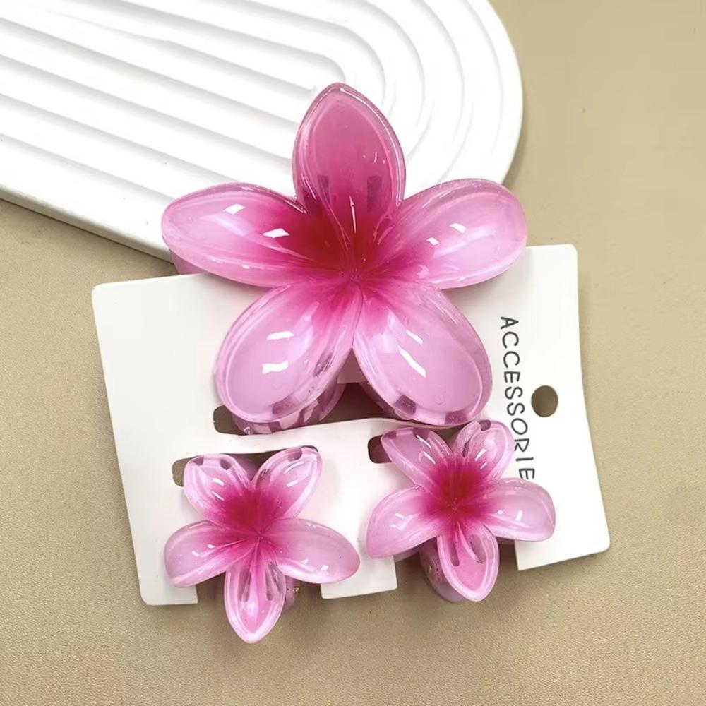 3Pcs/Set Plumeria Flower Hair Claws Gradient Ponytail Clip Colorful Hair Accessories  Summer