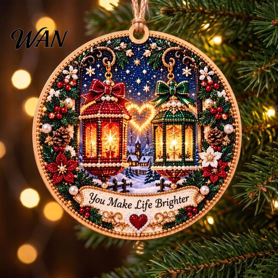Festive Window Hanging Ornaments Friendship Christmas Ornament, Diamond Painting Pattern Decoration, Double Sided Acrylic Indoor Outdoor Decor Pendant