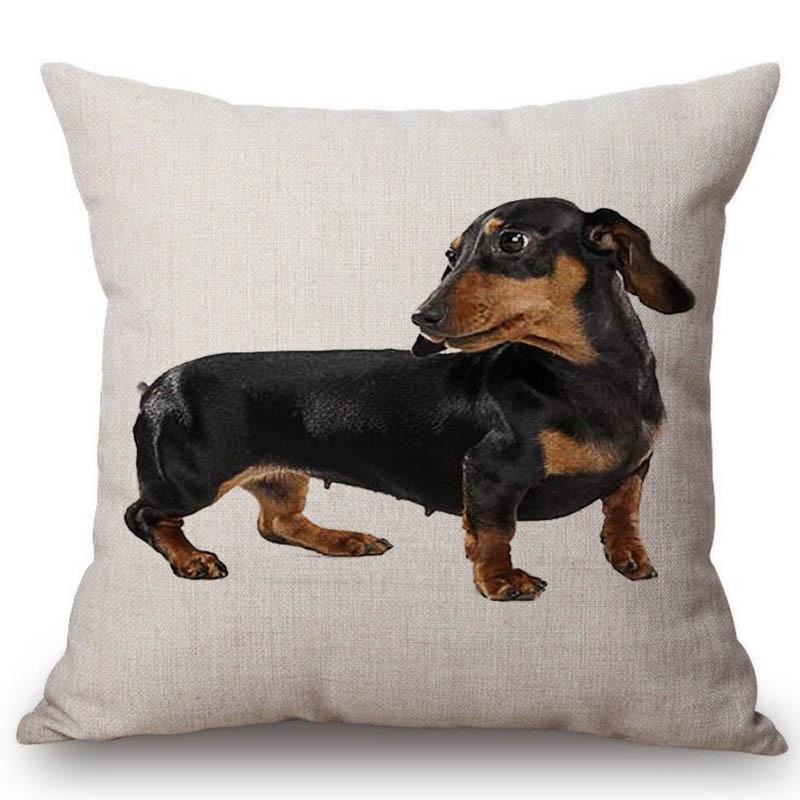 18 "милые домашние собаки, украшение для дома, хлопковое льняное белье, черный, коричневый, такса, домашние собаки, автомобильная подушка, офисное кресло, поясные подушки