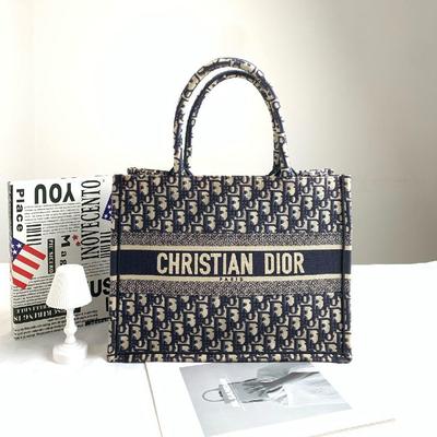 [Б/У] Сумка-тоут Book Tote, средняя, синий холст, вышитый монограмма, ручная сумка - Отличное состояние #17CQ9LC