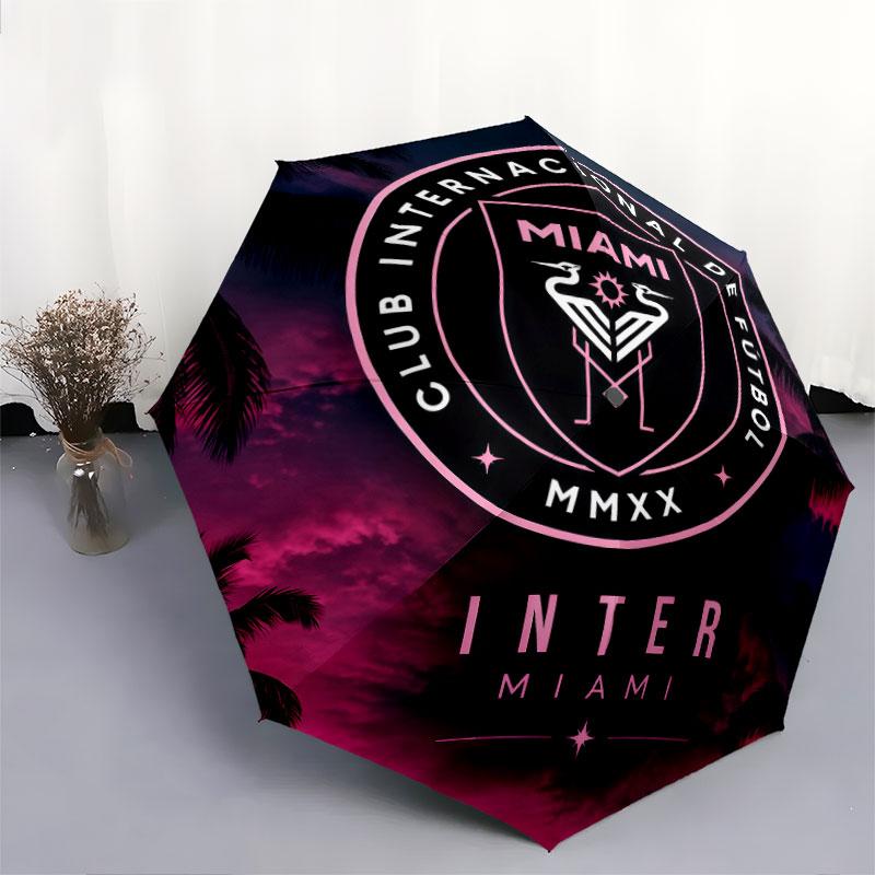 1 шт. Автоматический складной зонт - с узором Inter Miami CF, Портативный и складной дизайн с 8 спицами, Рождественские и новогодние подарки
