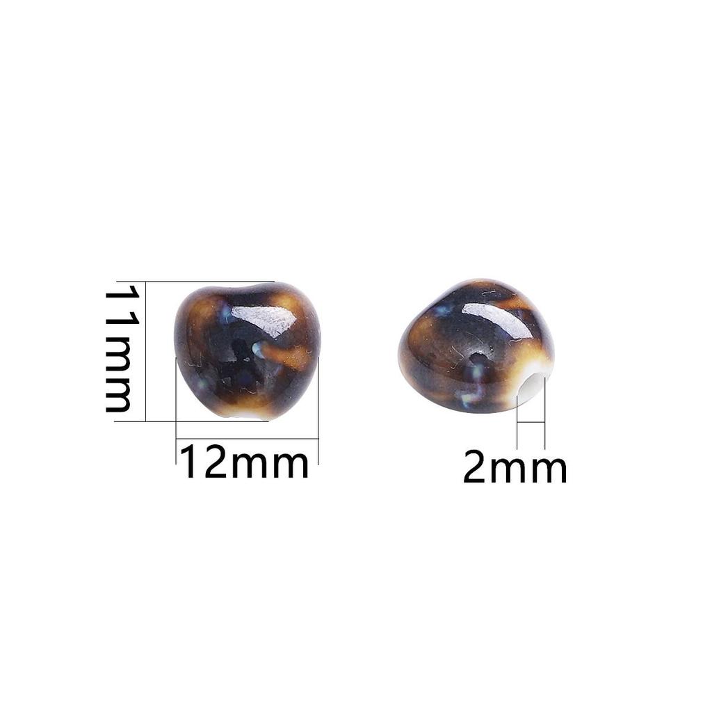 12x11 мм 10 шт., фарфоровые бусины в форме маленького сердца с цветочной глазурью, подвеска для изготовления ювелирных изделий своими руками