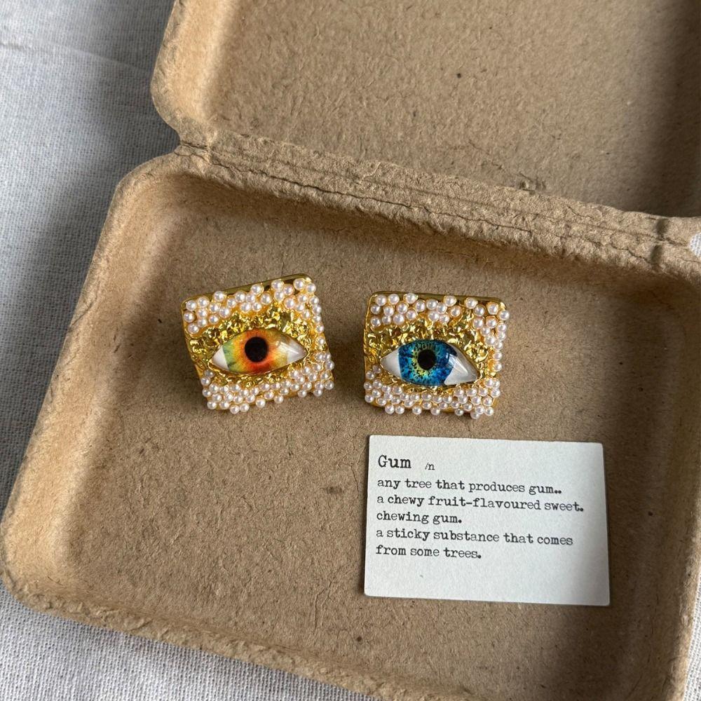 Геометрическое кольцо с голубыми глазами, жемчужное винтажное золотое кольцо, ретро кольцо с глазом демона, подарок