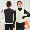 Winter Women Layering Vest Coat Thin Padded Button Closure V Neck Sleeveless Solid Color Windproof Heat Retention Outdoor Down C