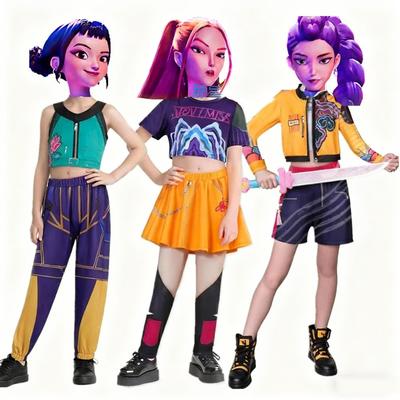 Фильм K-Pop Дети Мира Руми Зои Охотники на Демонов Косплей Костюм для Девочки Вечеринка на Хэллоуин Сценический Узор Одежда для Ролевых Игр