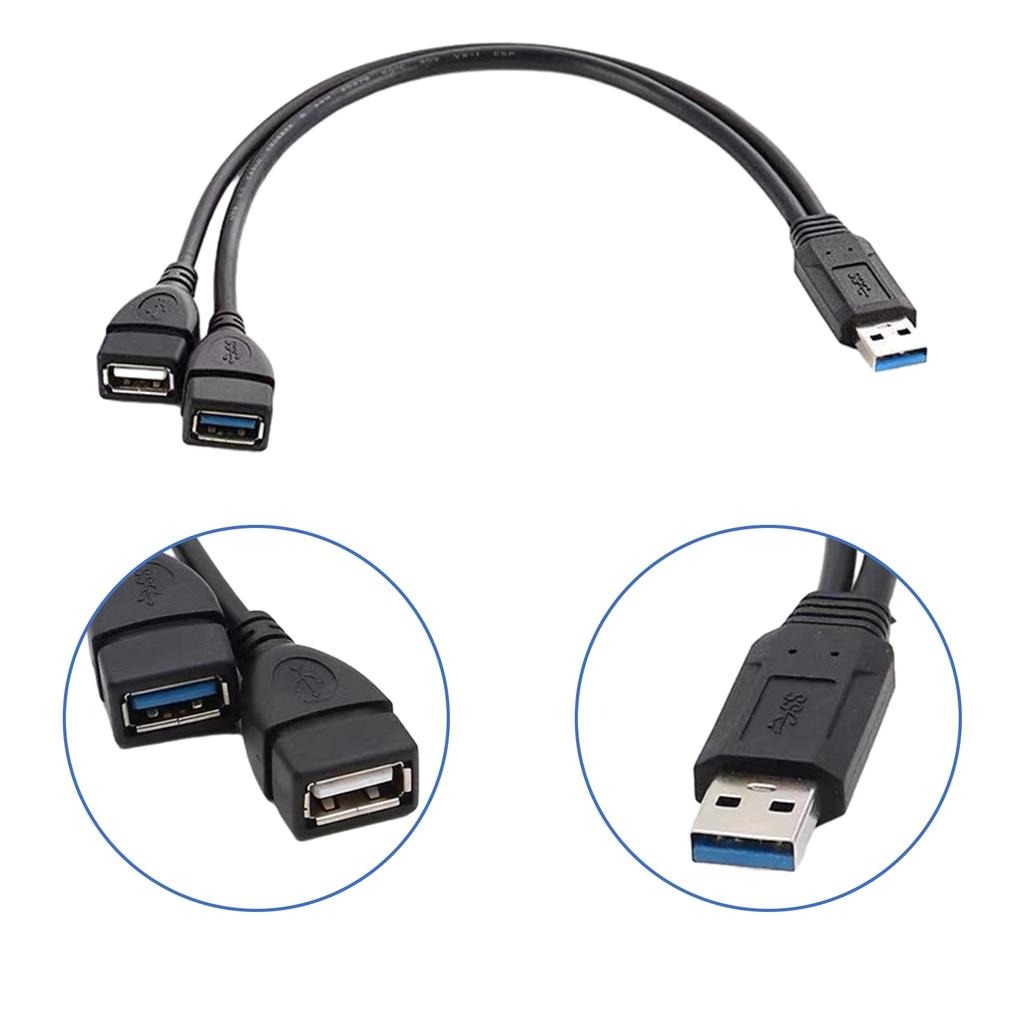Адаптер USB3.0, переходник USB3.0 на 2USB2.0, удлинитель, зарядка и передача данных, USB-разветвитель, адаптер