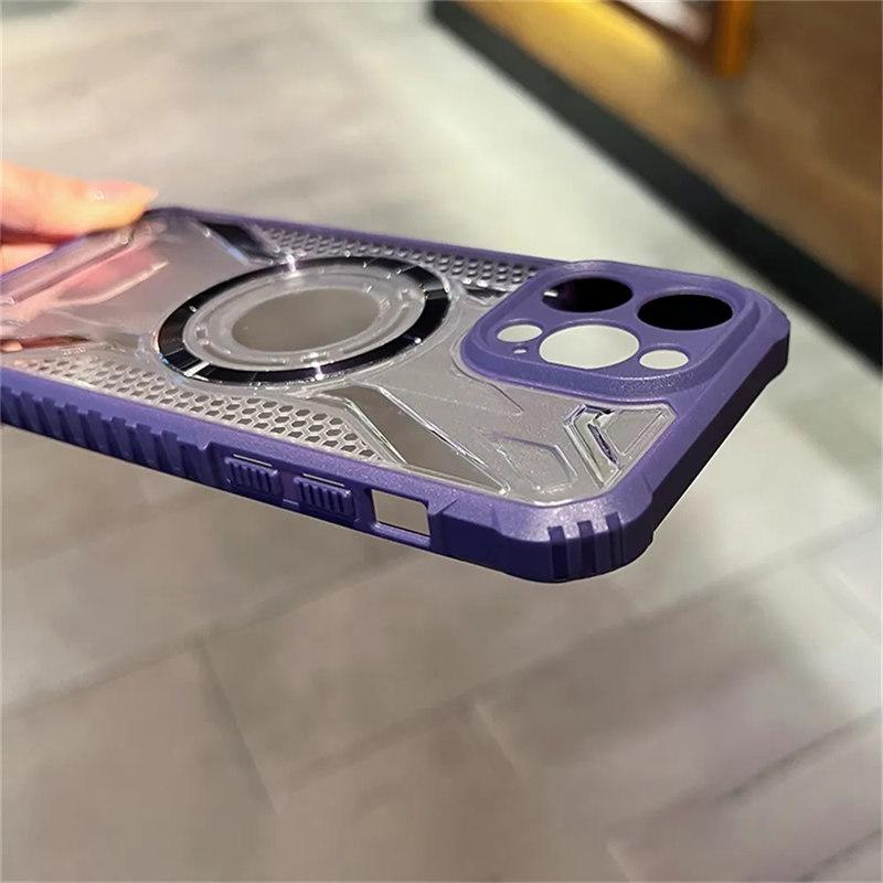 Противоударный гибридный бампер для Magsafe, магнитный чехол для беспроводной зарядки для iPhone 11, 12, 13, 14 Pro Max Plus, жесткий прозрачный чехол для телефона