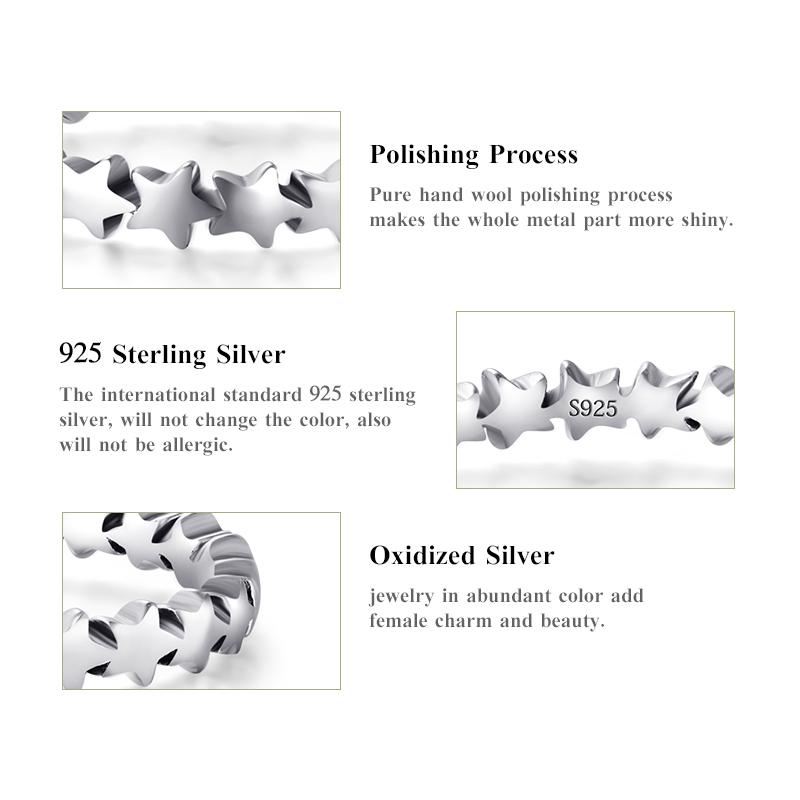Moidan Genuine 925 Sterling Silver Rings Trail Stackable Finger Stars Ring New Fashion Style For Women Jewelry