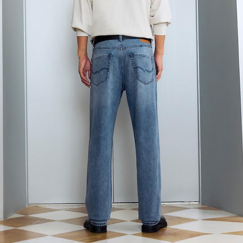 Мужские джинсы прямого кроя JACK&JONES с несколькими карманами, средней синей варки