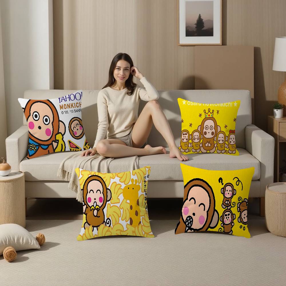 Cartoon Cute Monkichis Pillow Gift Home Office Decoration Bedroom Sofa Car Cushion Cover case 45x45