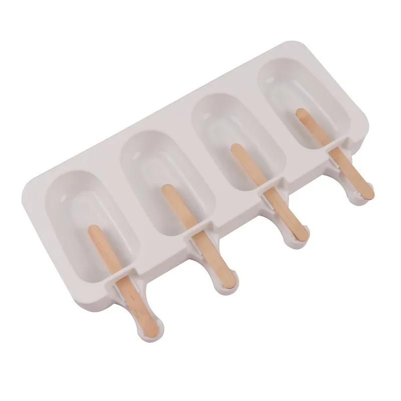 1PC 4-link Big Pudding Ice Cream Silicone Mold DIY Oval Stick Ice Mold Chocolate Mold Baking Accessories