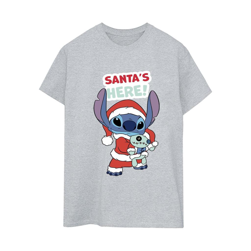 Disney Womens/Ladies Lilo & Stitch Santa´s Here Cotton Boyfriend T-Shirt