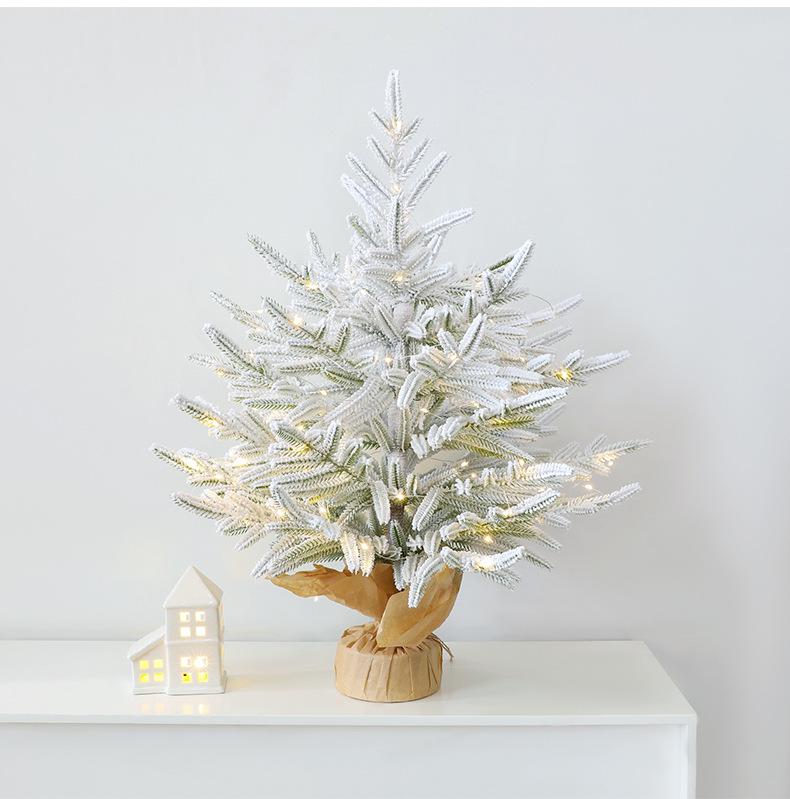 Flocked Mini Desktop Christmas Tree with Ornaments Set