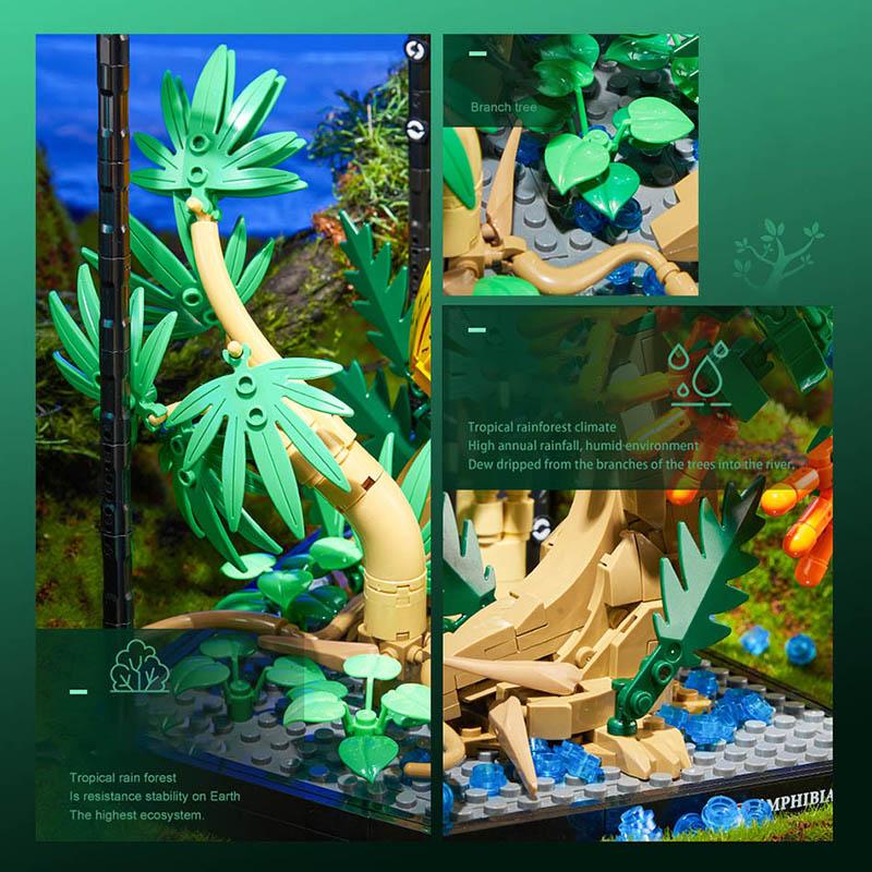 City MOC Tropical Rainforest Frog Insects Pet Box Building Blocks DIY Agalychnis Callidryas Dynastes Bricks Toys For Children