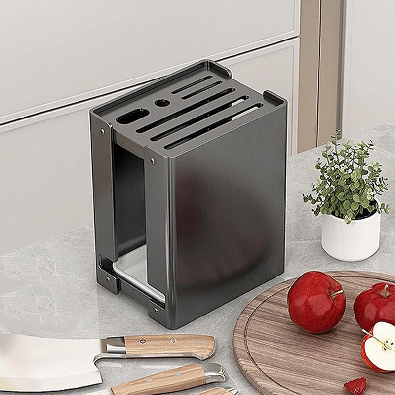 Multifunctional Knife Rack with Drainage Design, All In One Knife Storage Rack for Neat & Organized Home Kitchen