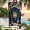Celestial Cat Dreamscape Theme Quick Dry Beach Towel Custom Name Text Print Large Sand Resistant Towel Beach Vacation