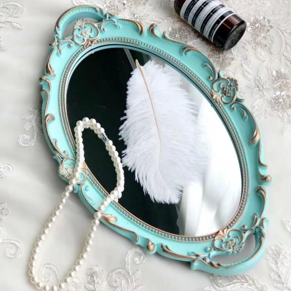 Glass Material Decorative Wall Mirror Oval Shape Cosmetics Storage Tray  Kitchen Decor