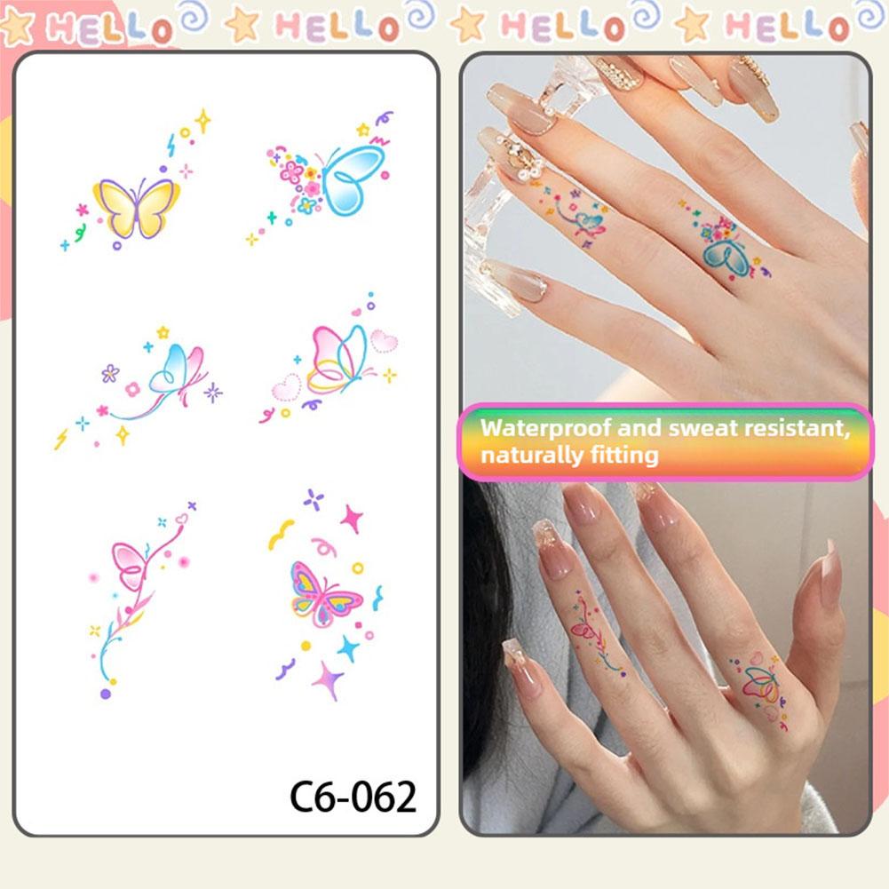 Маленький Узор Простые Бабочки Цветы Цветная Татуировка Спина Девушки Стойкие Тату Наклейки Водопро X7M8