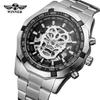 T-winner Men's Fashion Casual Glow-in-the-dark Skull Hollow Out Automatic Mechanical Watch