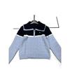 POLO2025 Color Block Lapel Knit Cardigan - Lazy Style, Age-Reducing Double Zipper Loose Outerwear for Autumn/Winter