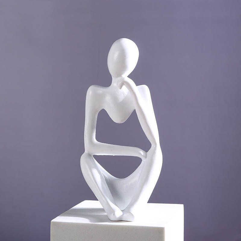 Black Resin Thinker Statue Artistic Home Office Desktop Ornament Decoration
