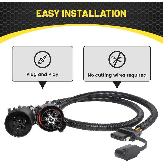 Oyviny Plug & Play USCAR 7-контактный к 4-контактному жгуту проводов прицепа, универсальный для светодиодных планок задней двери, чистая медь USCAR к 4-контактному плоскому удлинителю прицепа