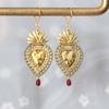 Heart Shape with Ruby Zinc Alloy Decor Golden / Silvery Dangle Earrings Retro Elegant Style Delicate Gift for Lovers
