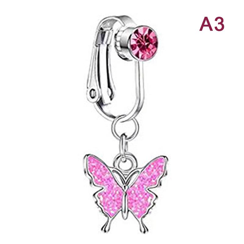 Искусственная бабочка для живота, поддельный пирсинг живота, клипса на пупок, поддельный пирсинг