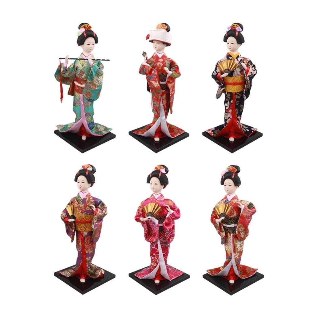 11.81inch Japanese Kimono Doll Desktop Ornament, Lady Figurine, Asian Geisha Figurine for Cabinet