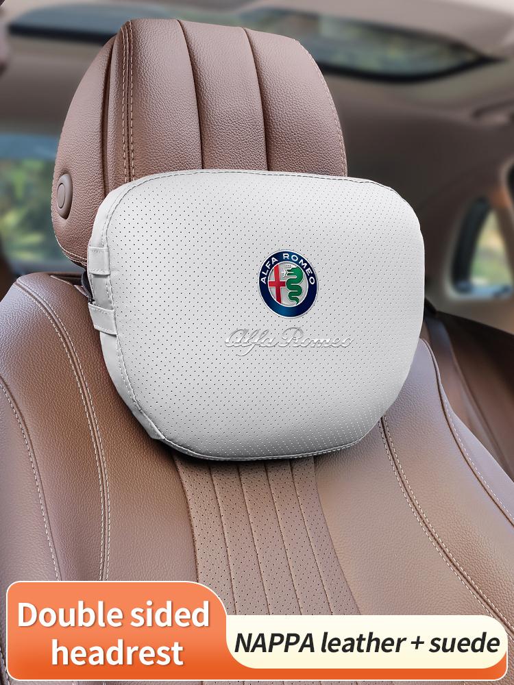 Alfa Romeo GT 159 Giulietta Mito Milano Giulia Tonale Stelvio Car Suede Leather Headrest Seat Lumbar Cushion Support Neck Pillow wnp522