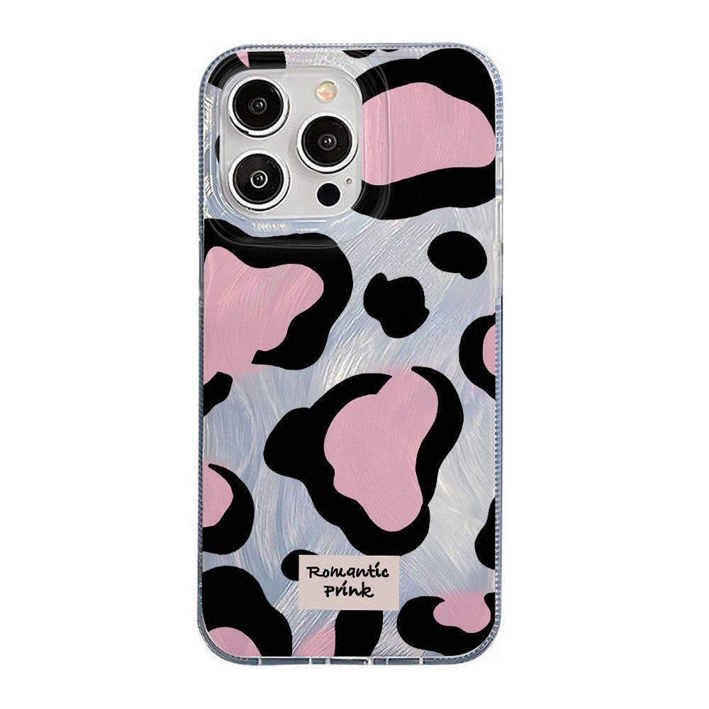 Сладкий и классный леопардовый принт в стиле black pink подходит для iPhone17promax Apple 16IMD чехол для мобильного телефона из перьевой пряжи 14/13 большое отверстие 15.