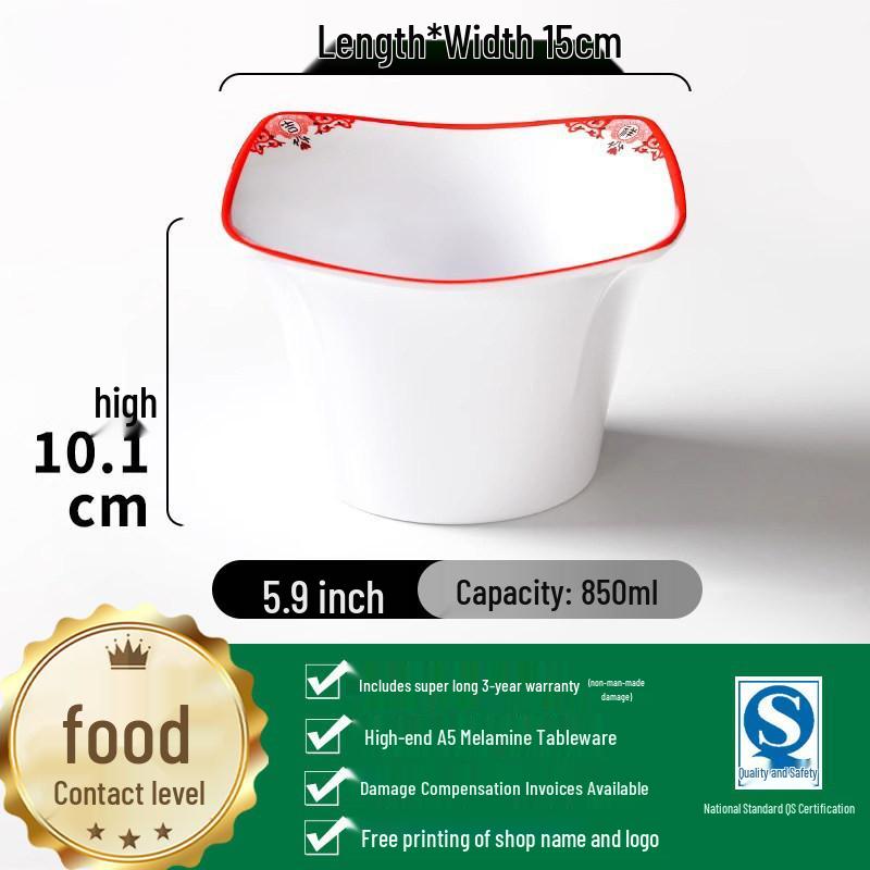 Commercial Melamine Round Plate: Imitation Porcelain for Restaurant Fried Noodles, Cold Dishes, Snacks, Rice Bowl, and Fast Food.