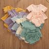 2Pcs Baby Girls Breathable Lace Short Sleeve Top Shorts Set Toddlers Summer Clothes