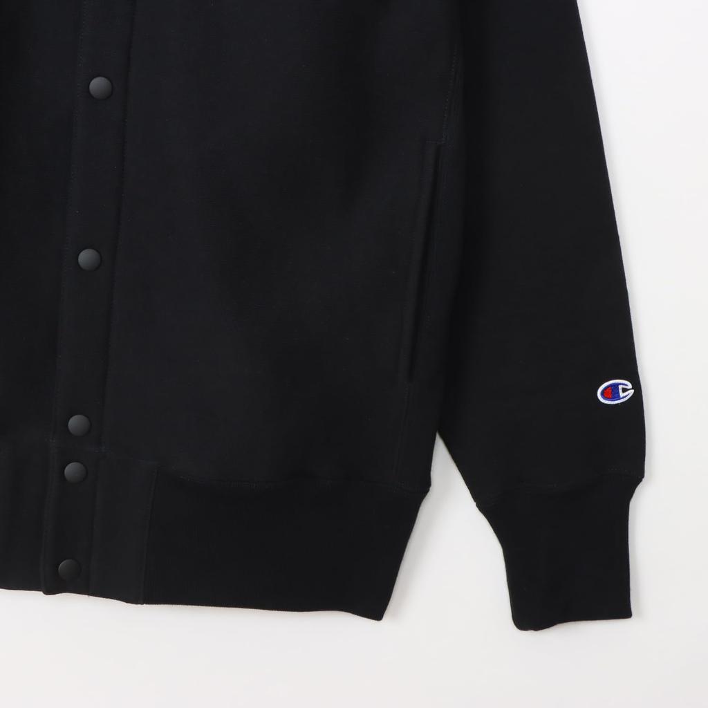 Champion Long Sleeve Crew Neck Cotton Fleece Embroidered REVERSE Snap Black Men's Sweatshirt, 11.5oz USA, Lining, One-Point Logo, WEAVE® Sweatshirt,