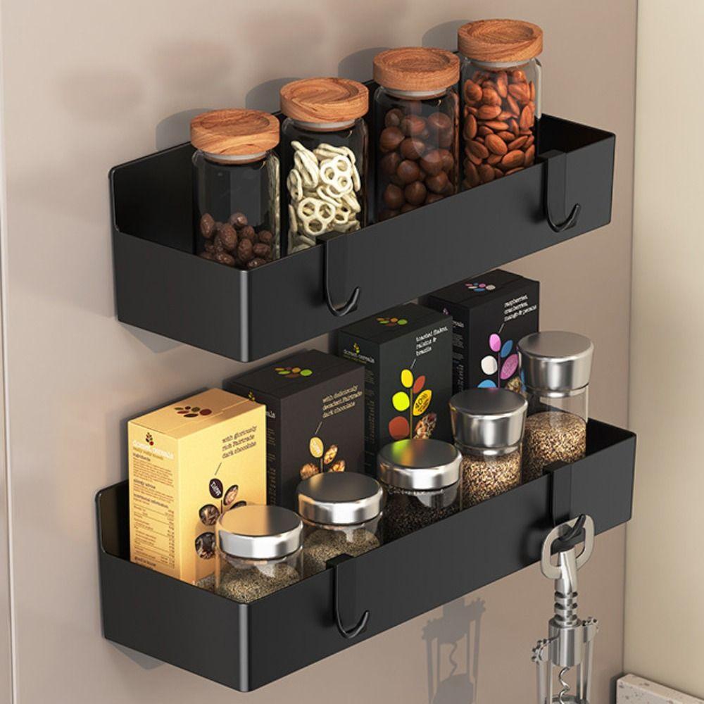 Wall Mounted Magnetic Spice Rack Large Capacity Kitchen Storage Shelves for Washing Machine