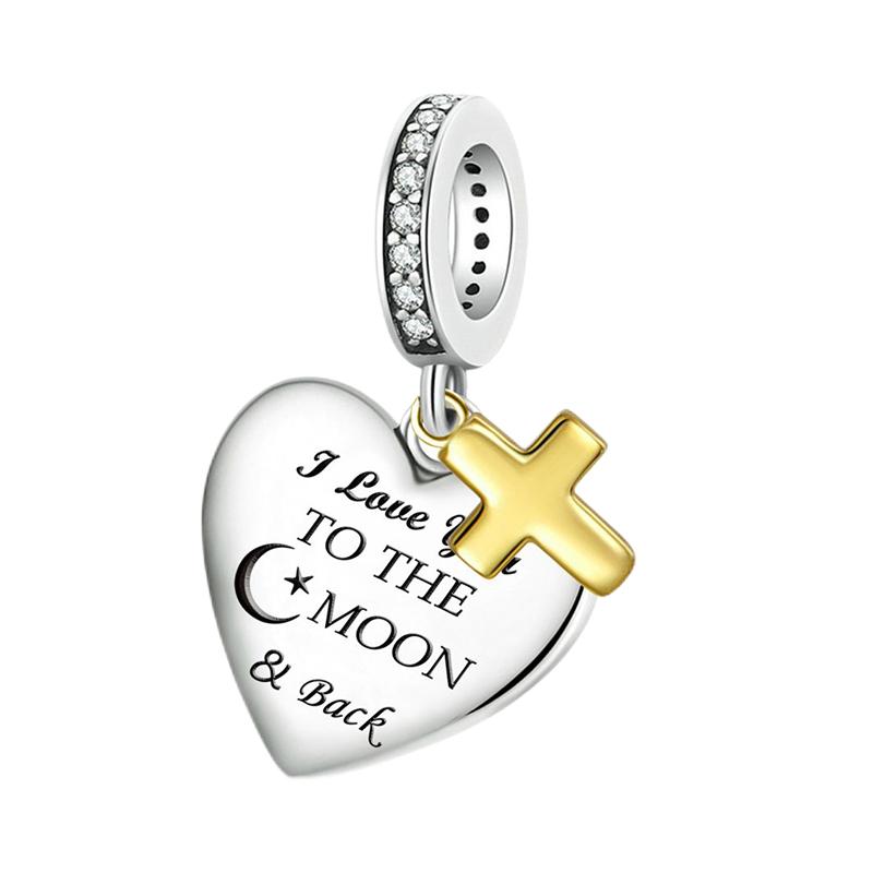 Cross Charms Fit Fashion Original Bracelets 925 Silver Pave Zircon Bible Bead Religion Holy Angel Safety Chain Charm DIY Jewelry